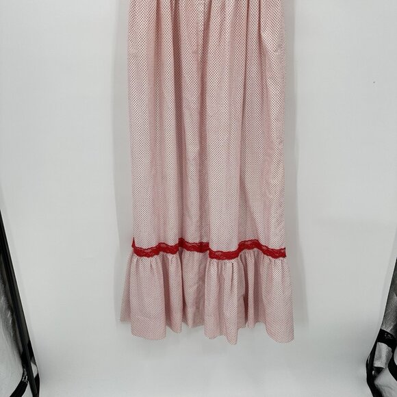 vintage 70s HIPPIE BOHO MAXI DRESS polka dot flutter sleeve lace red white XS S - Picture 8 of 10